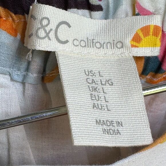 C&C California Wrap Mini Skirt Womens L Boho Resort Colorful Ruffle Embroidered - Picture 3 of 11